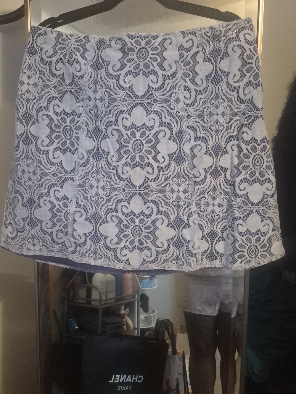 New York & Company White Lace Mini Skirt